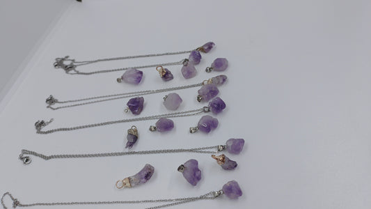 Ham Ametist Taşı Kolye