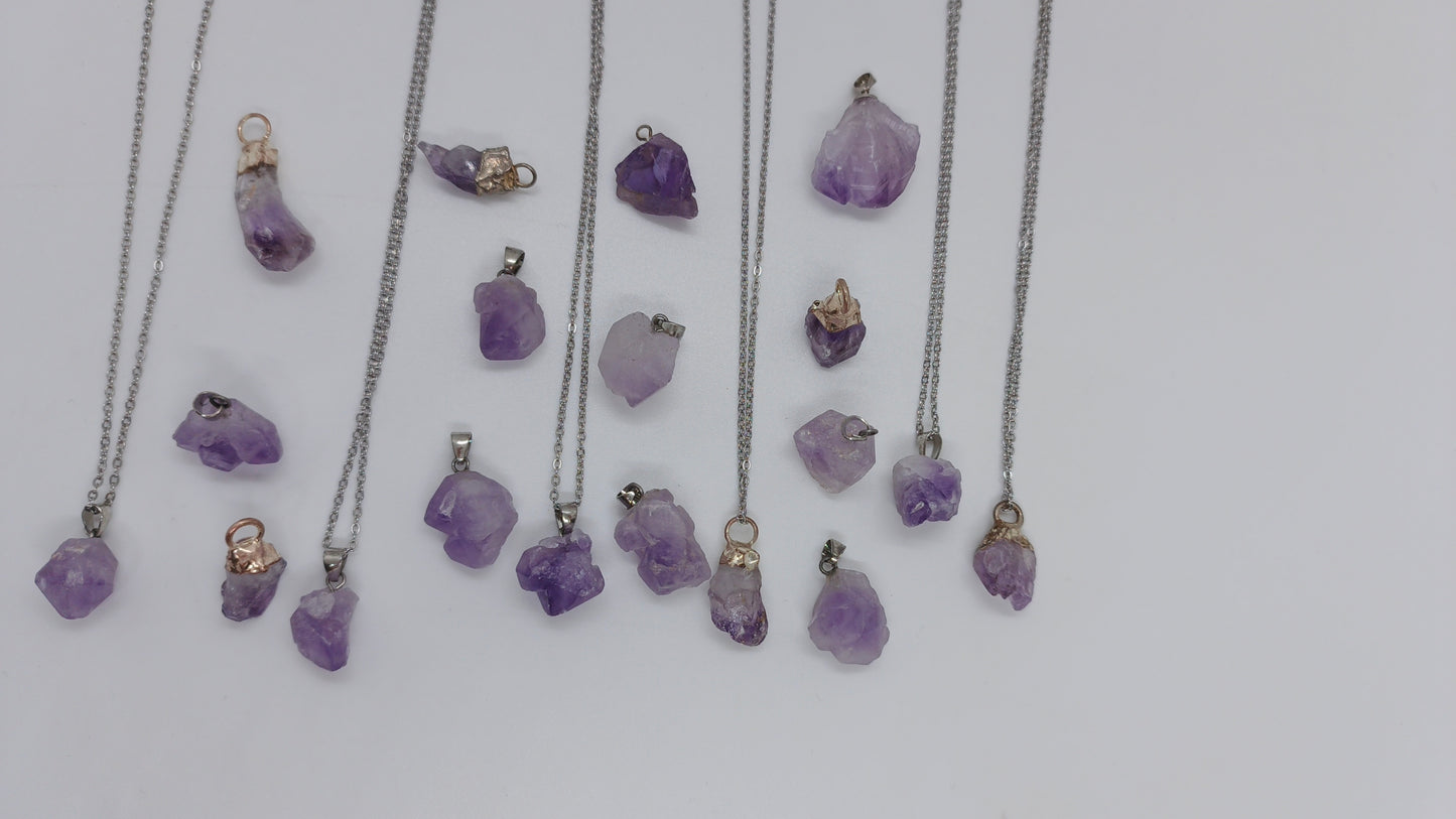 Ham Ametist Taşı Kolye