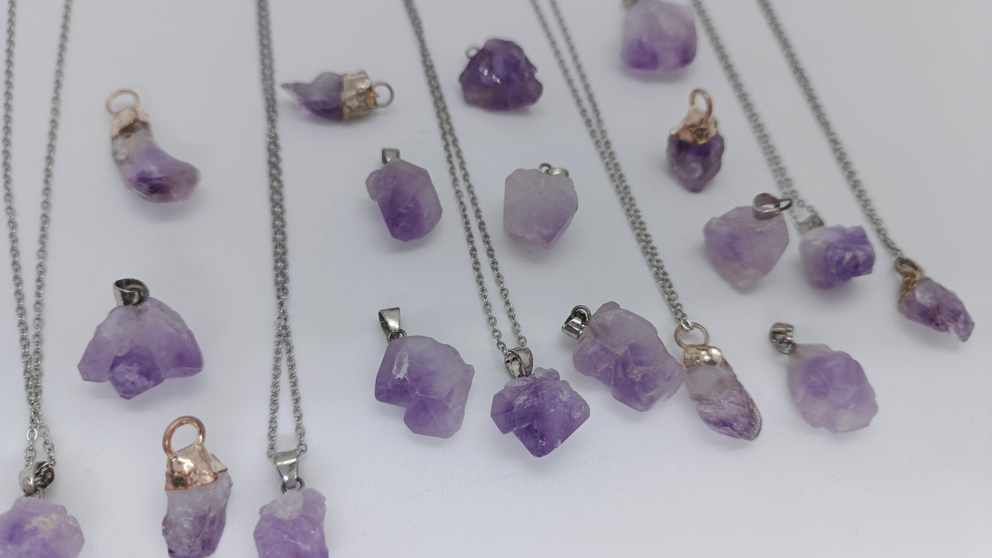 Ham Ametist Taşı Kolye